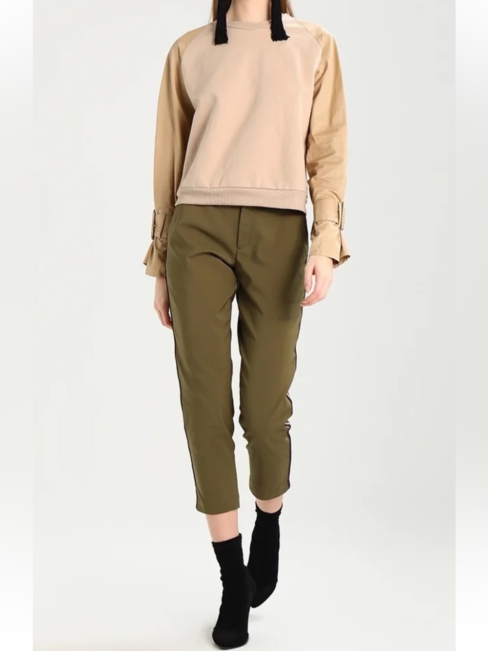 Scotch & Soda Olive Green Tapered Track-Stripe Ankle Pant Size XL - Picture 3 of 11